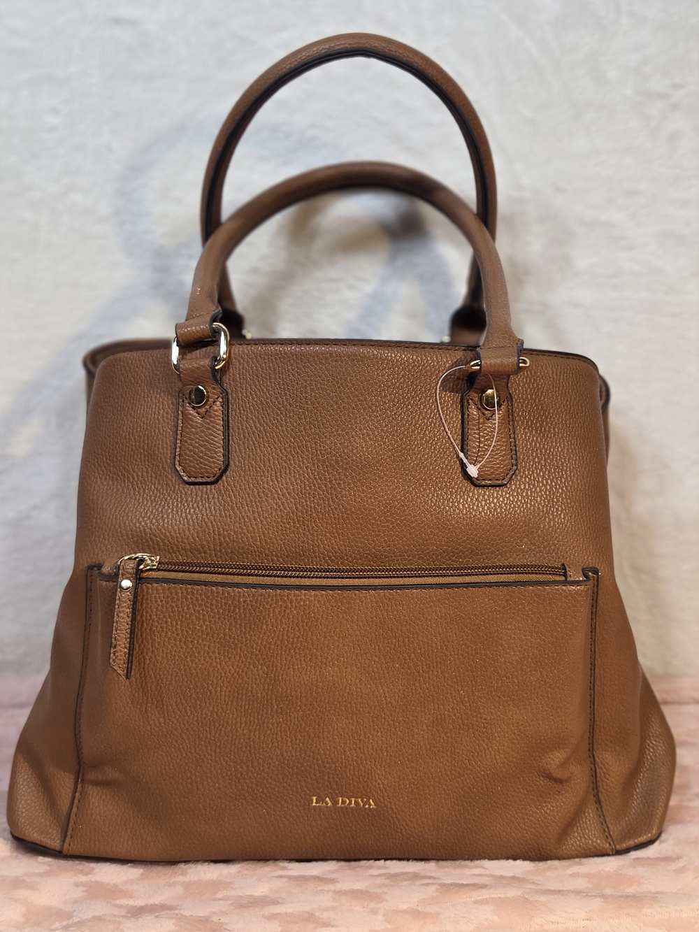 La Diva Classic Brown Leather Tote Bag - Women's Handbag